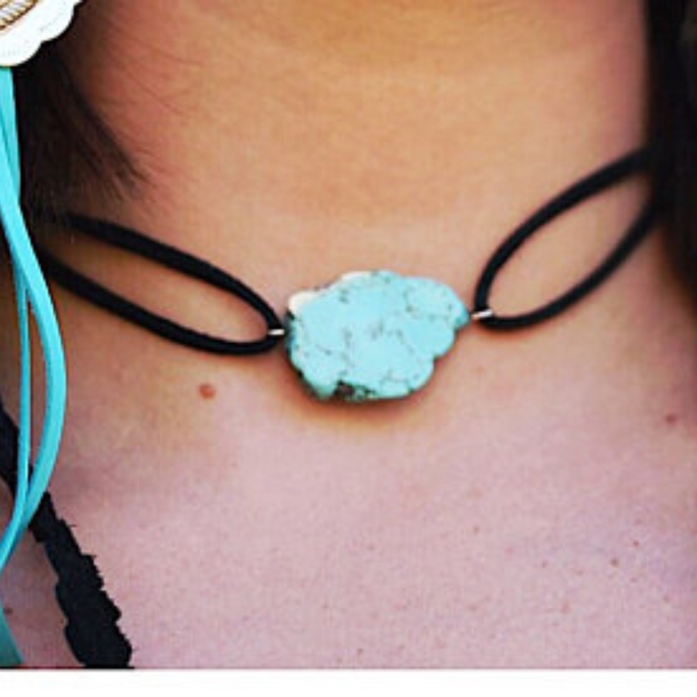 FINAL Stone Chokers Boho Country Teal Black